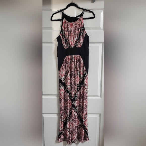 New York & Company Dresses & Skirts - New York And Company Womens Elegant Black and Pink Paisley Maxi Dress - Size M